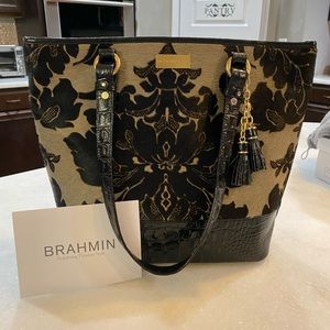 Brahmin damask calf hair bucket purse